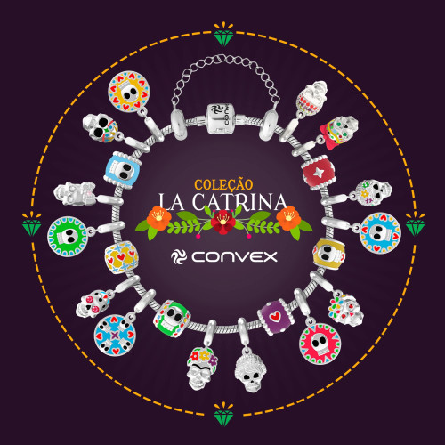 Kit La Catrina, com 20 Berloques com motivos de Caveira